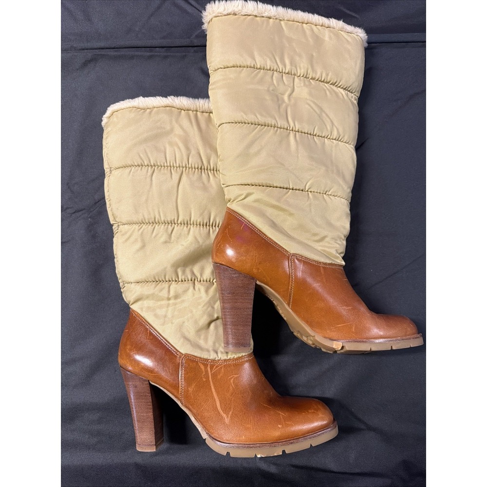 Vintage Michael Kors Womens Heel Boots 9M Stylish Comfort Leather Fur Lined Knee